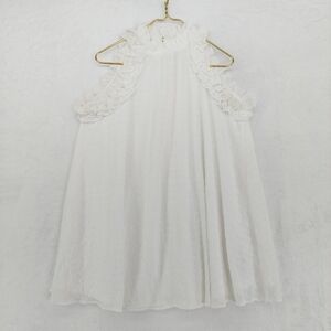 Aura White Ruffle High Neck Sleeveless Mini Dress P 20